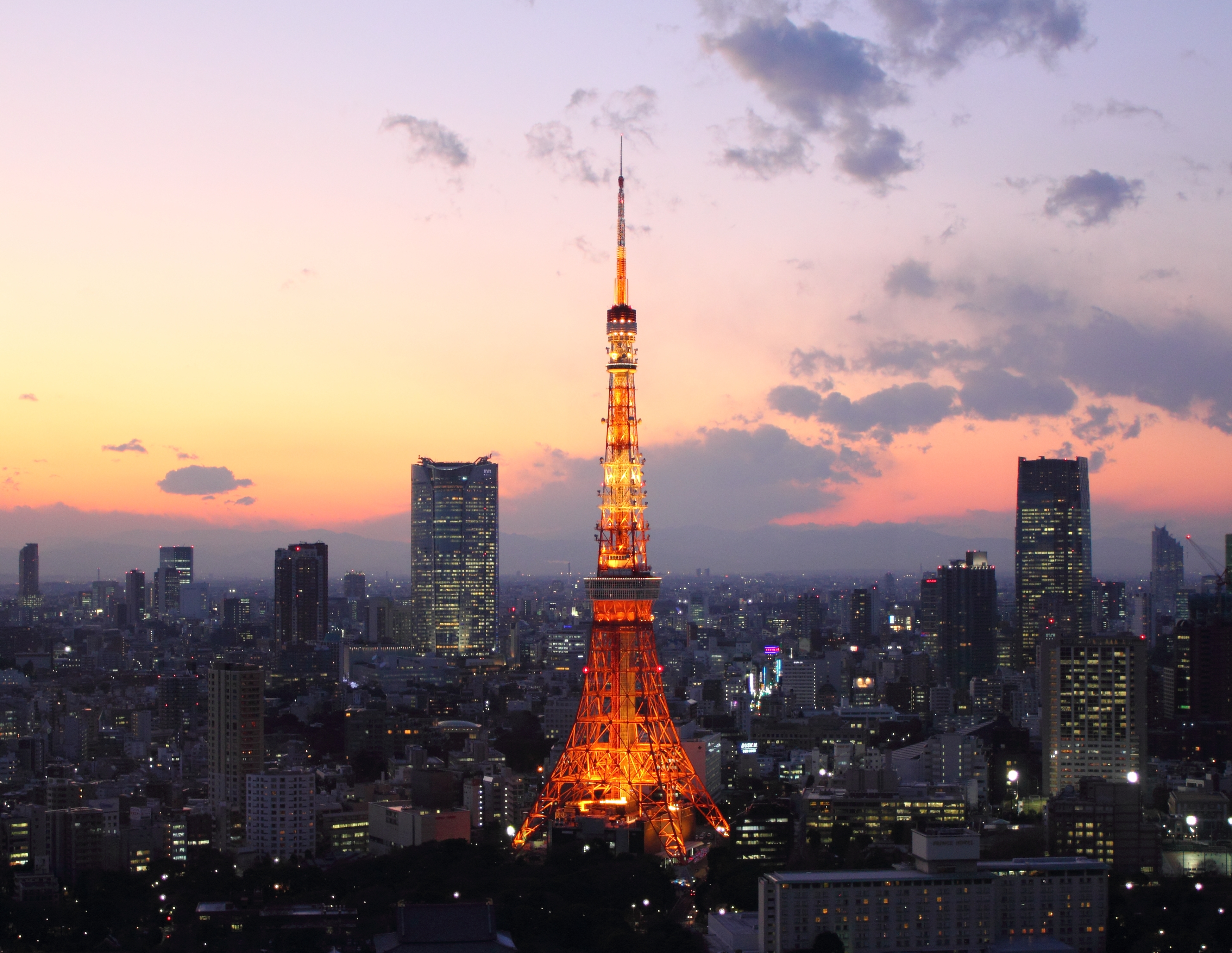 tokyo tower at sunset
